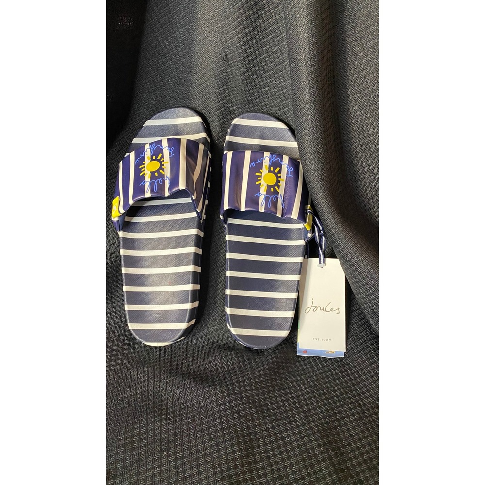 Joules Poolside Slide Sandals Navy Sunshine Striped Women's Size 9 US NEW